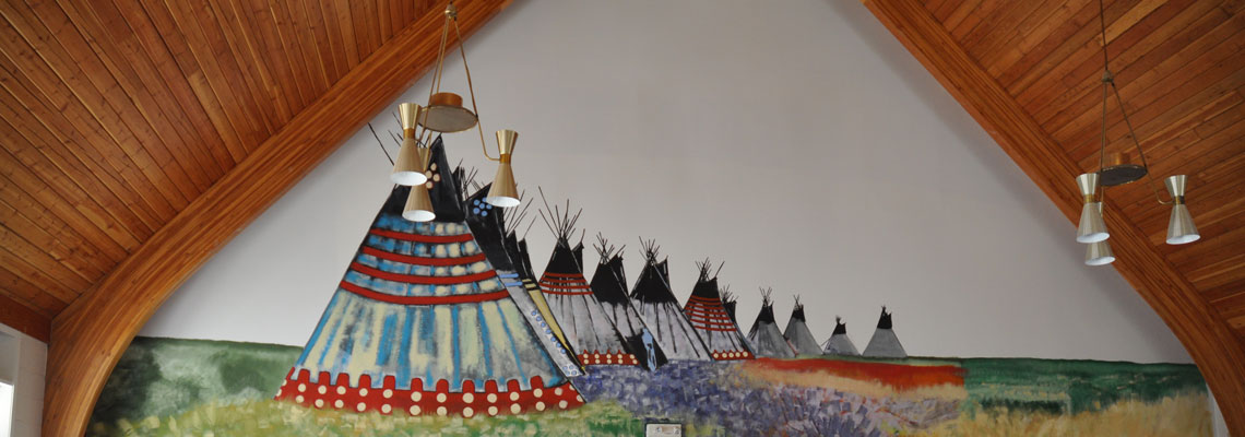 Murial on the wall at BFLS: teepees on the prairies